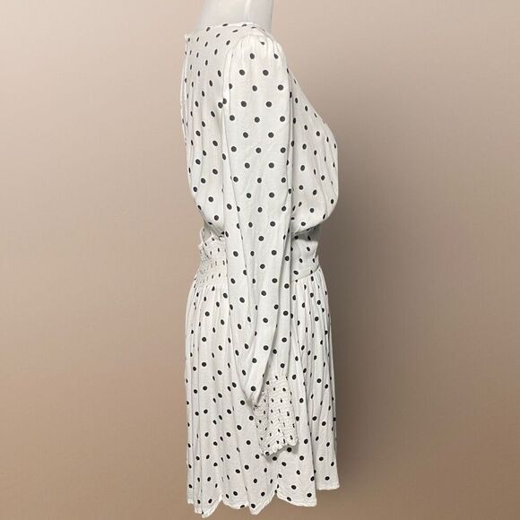 AFRM Lightweight Polka Dot Dress, Bishop Sleeves, Open Back Design, Size M - Picture 8 of 10